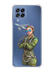 Чохол з потовщеними кутами на Samsung Galaxy M53 (M536) 5G :: Дівчина-пілот (патріотичний принт 6)