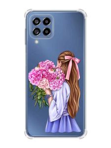 Чохол з потовщеними кутами на Samsung Galaxy M53 (M536) 5G :: Дівчина з півоніями (принт 11)