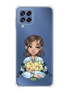 Чохол з потовщеними кутами на Samsung Galaxy M53 (M536) 5G :: Дівчина з тюльпанами (принт 22)