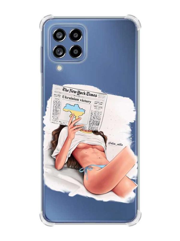 Чохол з потовщеними кутами на Samsung Galaxy M53 (M536) 5G :: Дівчина з газетою (принт 31)