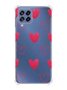 Чохол з потовщеними кутами на Samsung Galaxy M53 (M536) 5G :: Сердечка червоні (принт 77)