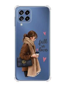 Чохол з потовщеними кутами на Samsung Galaxy M53 (M536) 5G :: Дівчина з кавою (принт 112)