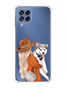 Чохол з потовщеними кутами на Samsung Galaxy M53 (M536) 5G :: Дівчина з песиком (принт 115)