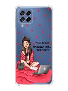 Чохол з потовщеними кутами на Samsung Galaxy M53 (M536) 5G :: Дівчина з вином (принт 219)