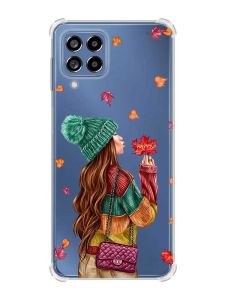 Чохол з потовщеними кутами на Samsung Galaxy M53 (M536) 5G :: Дівчина з листям (принт 221)