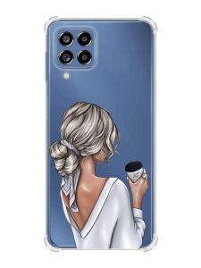 Чохол з потовщеними кутами на Samsung Galaxy M53 (M536) 5G :: Дівчина з латте (принт 227)