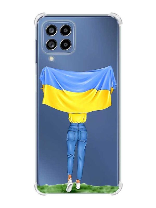 Чохол з потовщеними кутами на Samsung Galaxy M53 (M536) 5G :: Дівчина з прапором (принт 263)