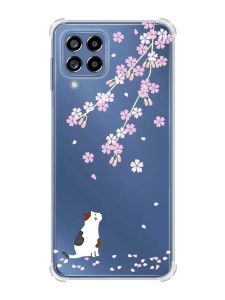 Чохол з потовщеними кутами на Samsung Galaxy M53 (M536) 5G :: Котик і сакура (принт 283)