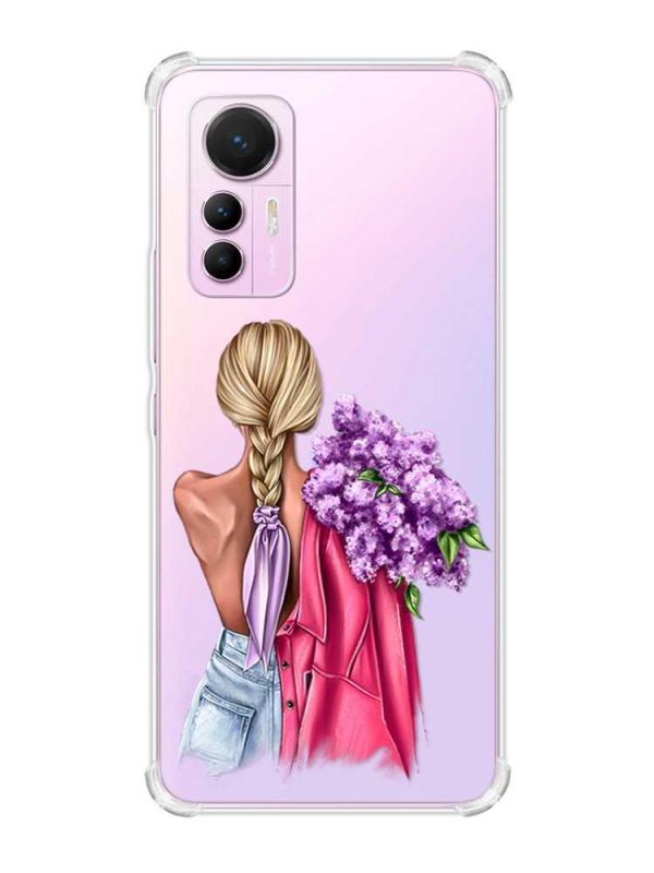 Чохол з потовщеними кутами на Xiaomi 12 Lite :: Дівчина з бузком (принт 7)