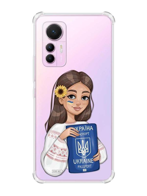 Чохол з потовщеними кутами на Xiaomi 12 Lite :: Дівчина з паспортом (принт 12)