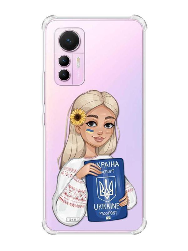 Чохол з потовщеними кутами на Xiaomi 12 Lite :: Дівчина з паспортом (принт 13)