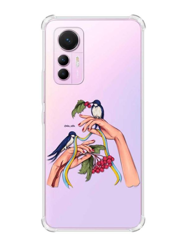 Чохол з потовщеними кутами на Xiaomi 12 Lite :: Ластівки (патріотичний принт 15)