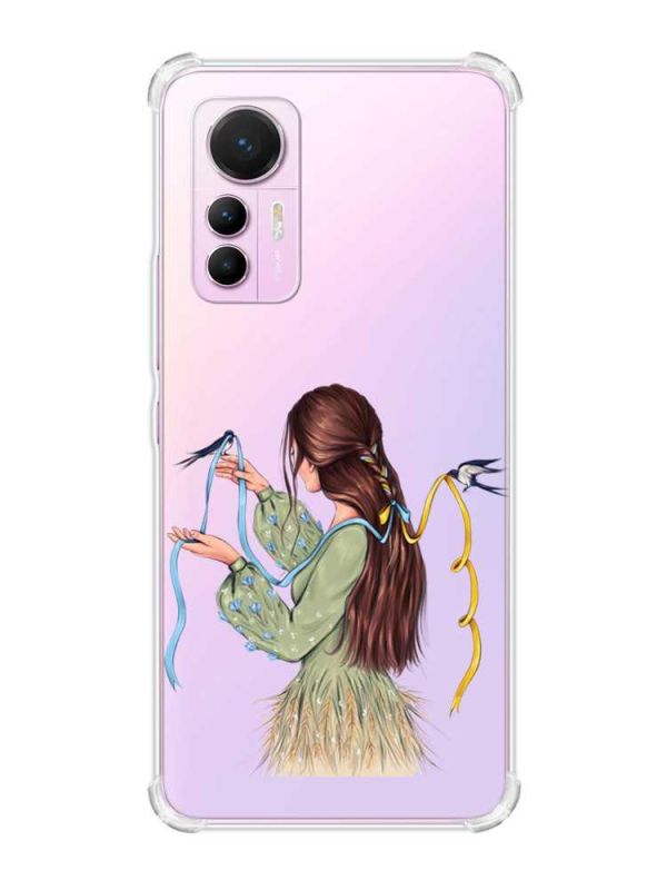 Чохол з потовщеними кутами на Xiaomi 12 Lite :: Дівчина з ластівками (принт 16)