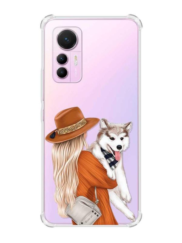 Чохол з потовщеними кутами на Xiaomi 12 Lite :: Дівчина з песиком (принт 115)
