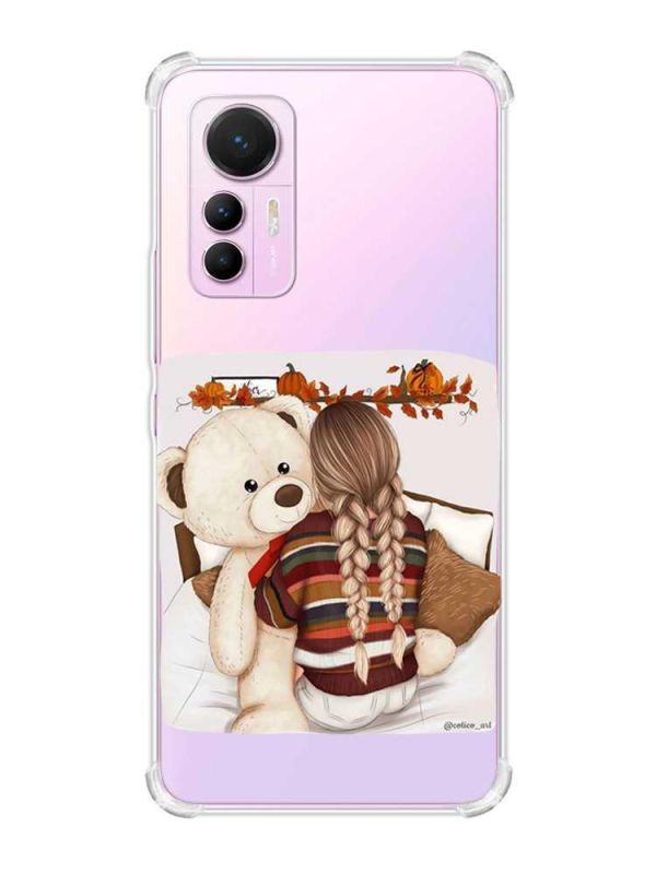 Чохол з потовщеними кутами на Xiaomi 12 Lite :: Дівчинка з ведмедиком (принт 117)
