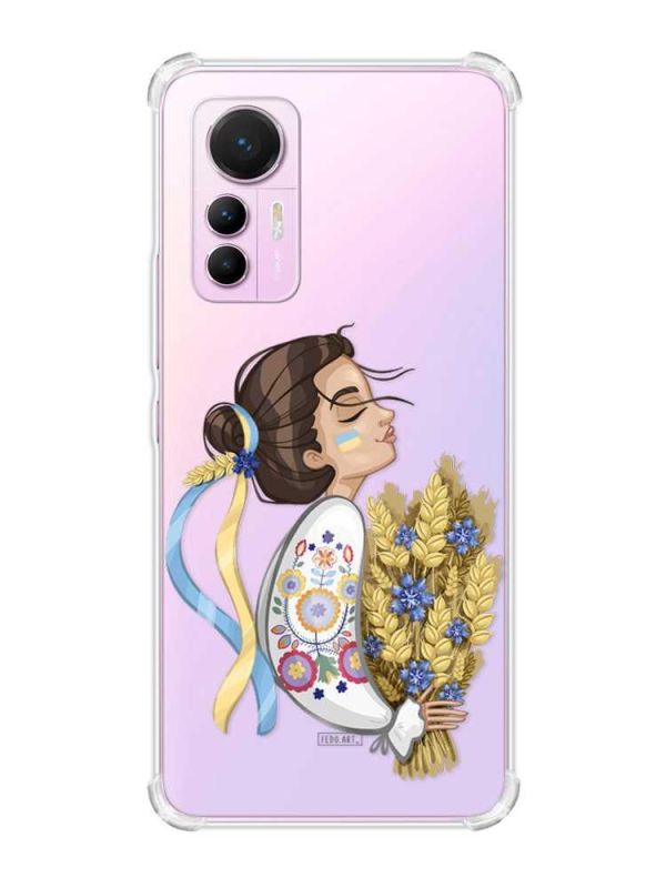 Чохол з потовщеними кутами на Xiaomi 12 Lite :: Українка з колосками (патріотичний принт 172)