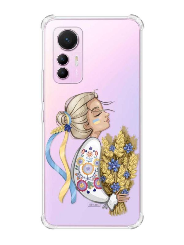 Чохол з потовщеними кутами на Xiaomi 12 Lite :: Українка з колосками (патріотичний принт 173)