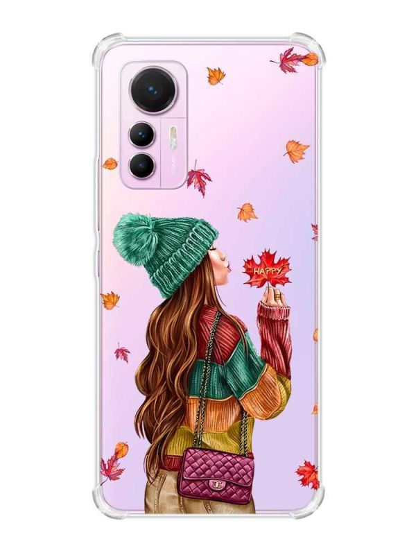 Чохол з потовщеними кутами на Xiaomi 12 Lite :: Дівчина з листям (принт 221)
