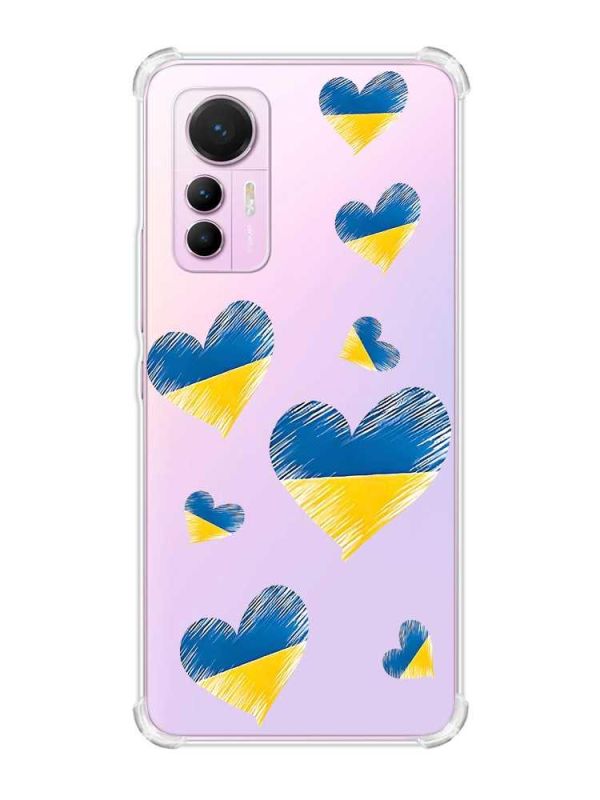 Чохол з потовщеними кутами на Xiaomi 12 Lite :: Сердечка. Україна (принт 258)