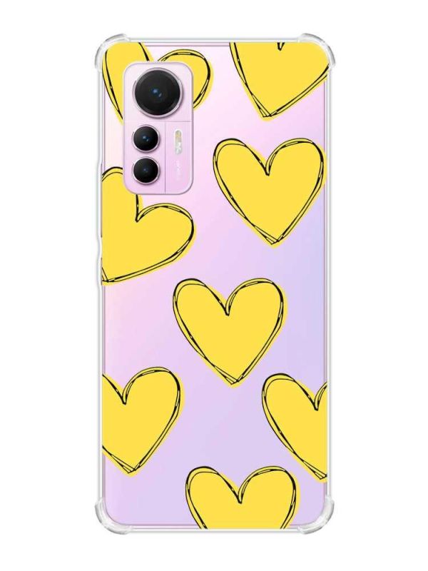 Чохол з потовщеними кутами на Xiaomi 12 Lite :: Сердечка жовті (принт 259)