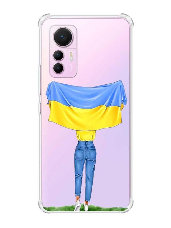 Чохол з потовщеними кутами на Xiaomi 12 Lite :: Дівчина з прапором (принт 263)