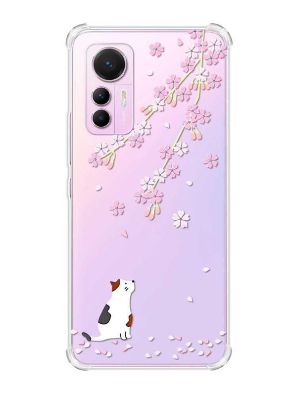 Чохол з потовщеними кутами на Xiaomi 12 Lite :: Котик і сакура (принт 283)