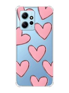 Чохол з потовщеними кутами на Xiaomi Redmi Note 12 4G :: Сердечка рожеві (принт 78)