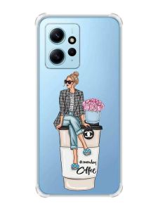 Чохол з потовщеними кутами на Xiaomi Redmi Note 12 4G :: Дівчина на каві (принт 228)