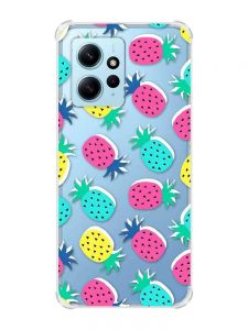Чохол з потовщеними кутами на Xiaomi Redmi Note 12 4G :: Різнокольорові ананаси (принт 346)