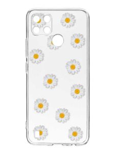 Прозорий чохол на Realme C21Y :: Фон ромашки (принт 41)