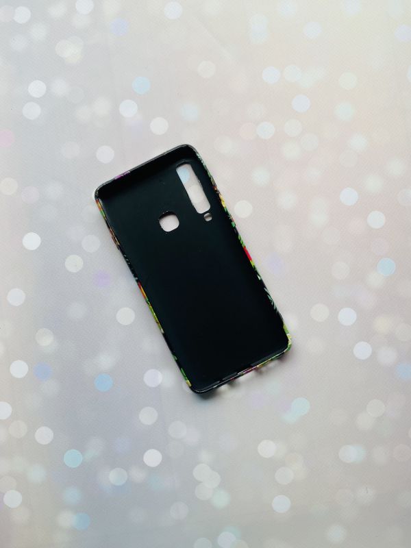 Силіконовий чохол із малюнком для Samsung А9 (2018) / А920 / А9s Рожеві великі квіти на чорному.