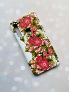 Силіконовий чохол із малюнком для Samsung А9 (2018) / А920 / А9s Рожеві квіти на білому