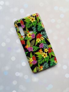 Силіконовий чохол із малюнком для Samsung А9 (2018) / А920 / А9s Листки на чорному