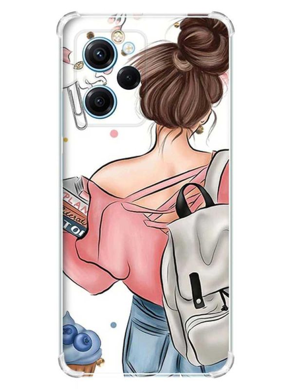 Чохол з потовщеними кутами на Xiaomi Redmi Note 12 Pro Speed 5G :: Дівчина з рюкзаком (принт 30)