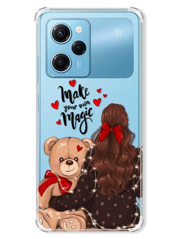 Чохол з потовщеними кутами на Xiaomi Redmi Note 12 Pro Speed 5G :: Дівчина з ведмедиком (принт 188)