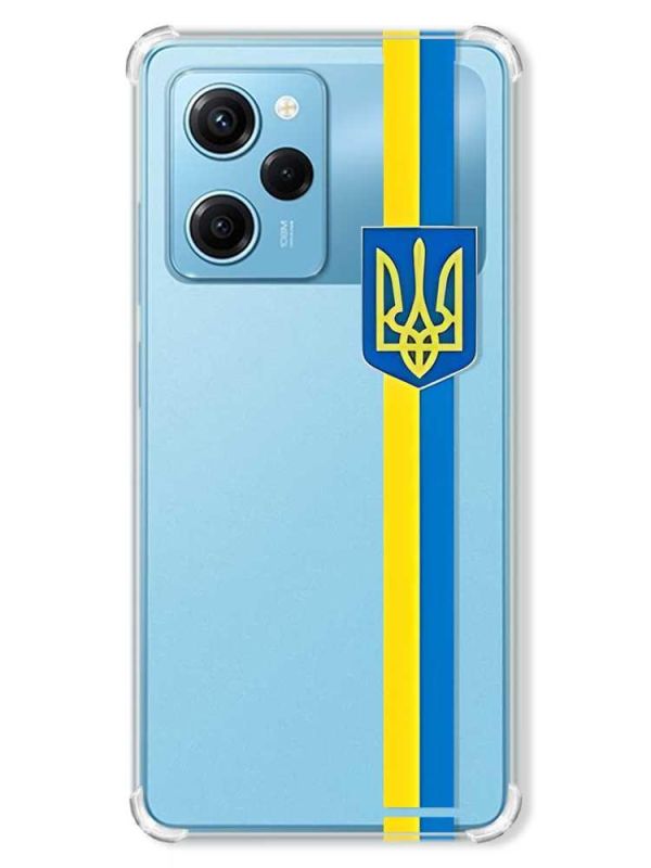 Чохол з потовщеними кутами на Xiaomi Redmi Note 12 Pro Speed 5G :: Стрічка Україна (патріотичний принт 253)