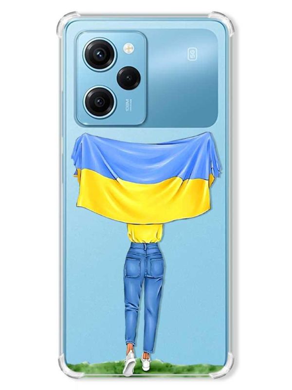 Чохол з потовщеними кутами на Xiaomi Redmi Note 12 Pro Speed 5G :: Дівчина з прапором (принт 263)