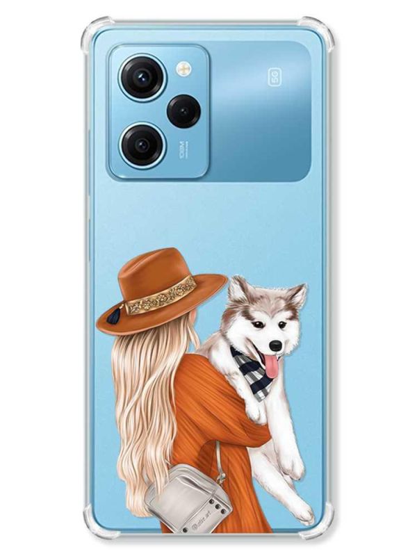 Чохол з потовщеними кутами на Xiaomi Redmi Note 12 Pro Speed 5G :: Дівчина з песиком (принт 115)