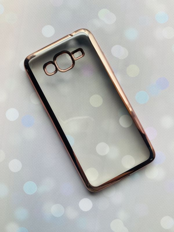 Силіконовий чохол із золотим обідком для Samsung Grand Prime G530/J2 Prime Рожевий