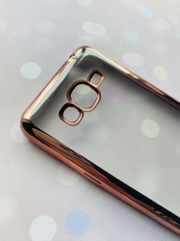 Силіконовий чохол із золотим обідком для Samsung Grand Prime G530/J2 Prime Рожевий