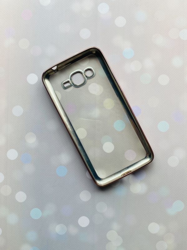 Силіконовий чохол із золотим обідком для Samsung Grand Prime G530/J2 Prime Рожевий
