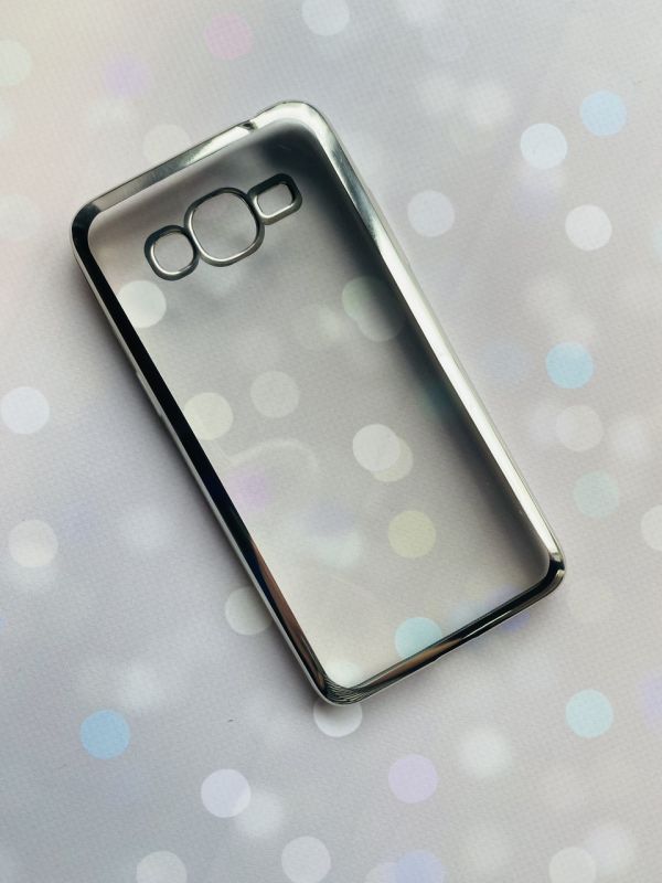 Силіконовий чохол із золотим обідком для Samsung Grand Prime G530/J2 Prime Срібний