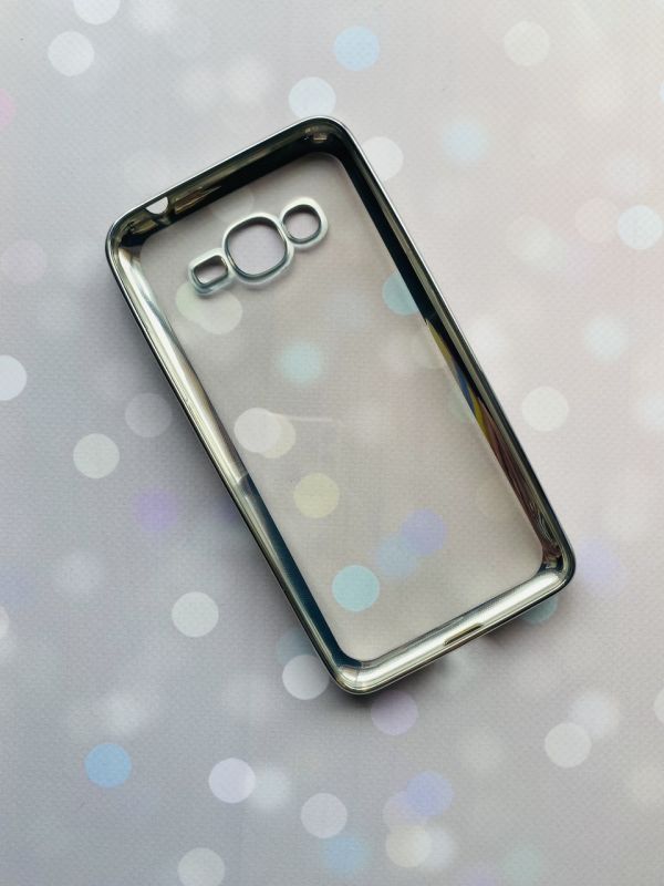Силіконовий чохол із золотим обідком для Samsung Grand Prime G530/J2 Prime Срібний