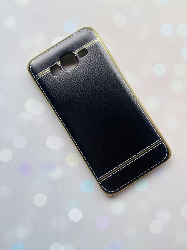 Силіконовий чохол з тисненням та обідком для Samsung Grand Prime G530 / J2 Prime Коричневий