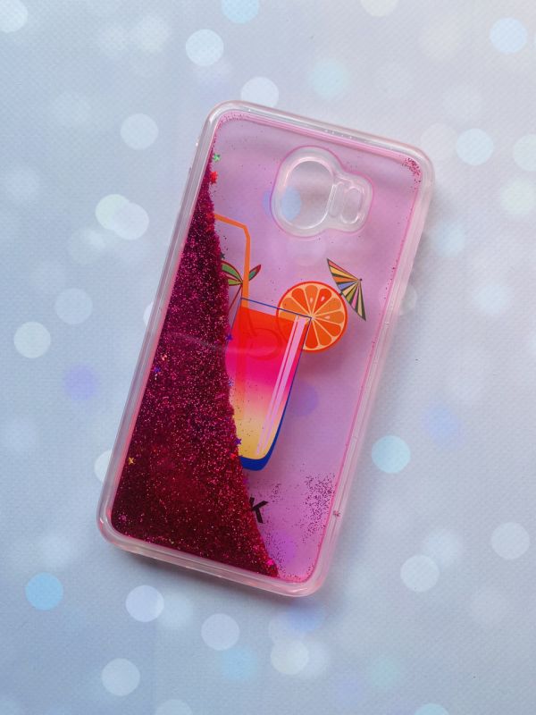 Силіконовий чохол з плаваючими блискітками для Samsung Galaxy J4 (2018) Коктейль