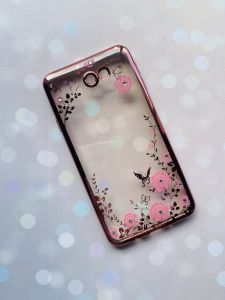 Силіконовий чохол з бампером для SAMSUNG Galaxy J7 Prime Рожеві квіти