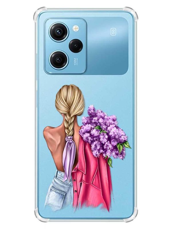 Чохол з потовщеними кутами на Xiaomi Redmi Note 12 Pro Speed 5G :: Дівчина з бузком (принт 7)
