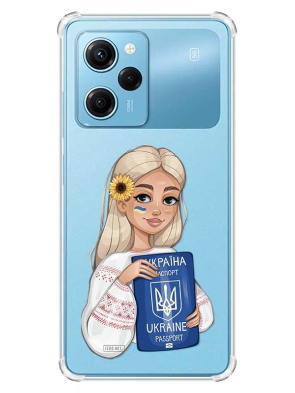 Чохол з потовщеними кутами на Xiaomi Redmi Note 12 Pro Speed 5G :: Дівчина з паспортом (принт 13)