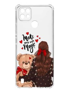 Чохол з потовщеними кутами на Realme C21 :: Дівчина з ведмедиком (принт 188)