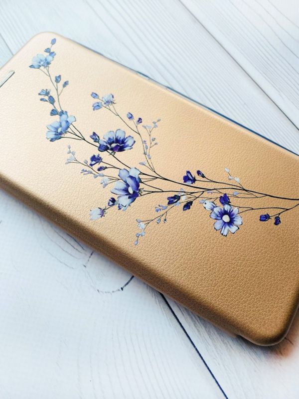 Чохол-книжка з малюнком для Samsung Galaxy A50 (2019) A505/A30s Золотий :: Гілочка квітів (принт 278)